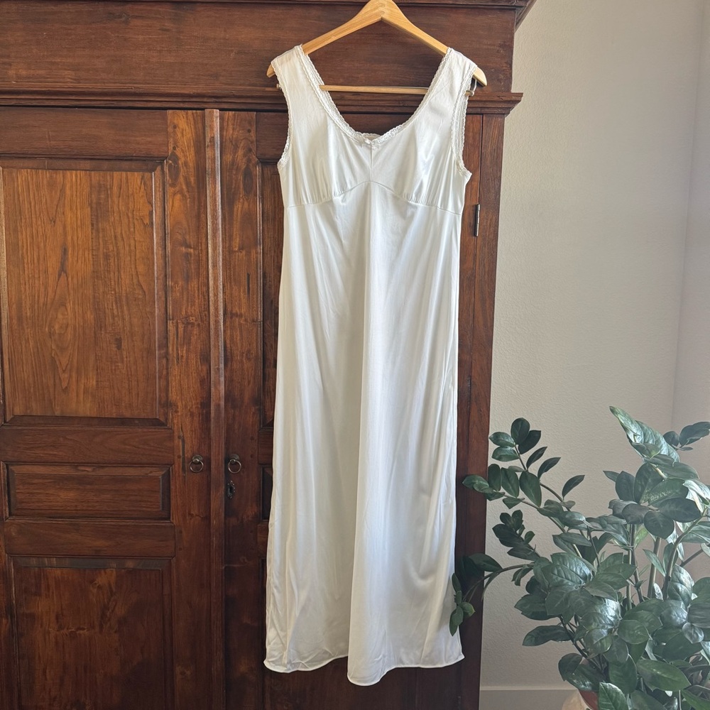 Vintage California Dynasty White Satin Slip Maxi Dress